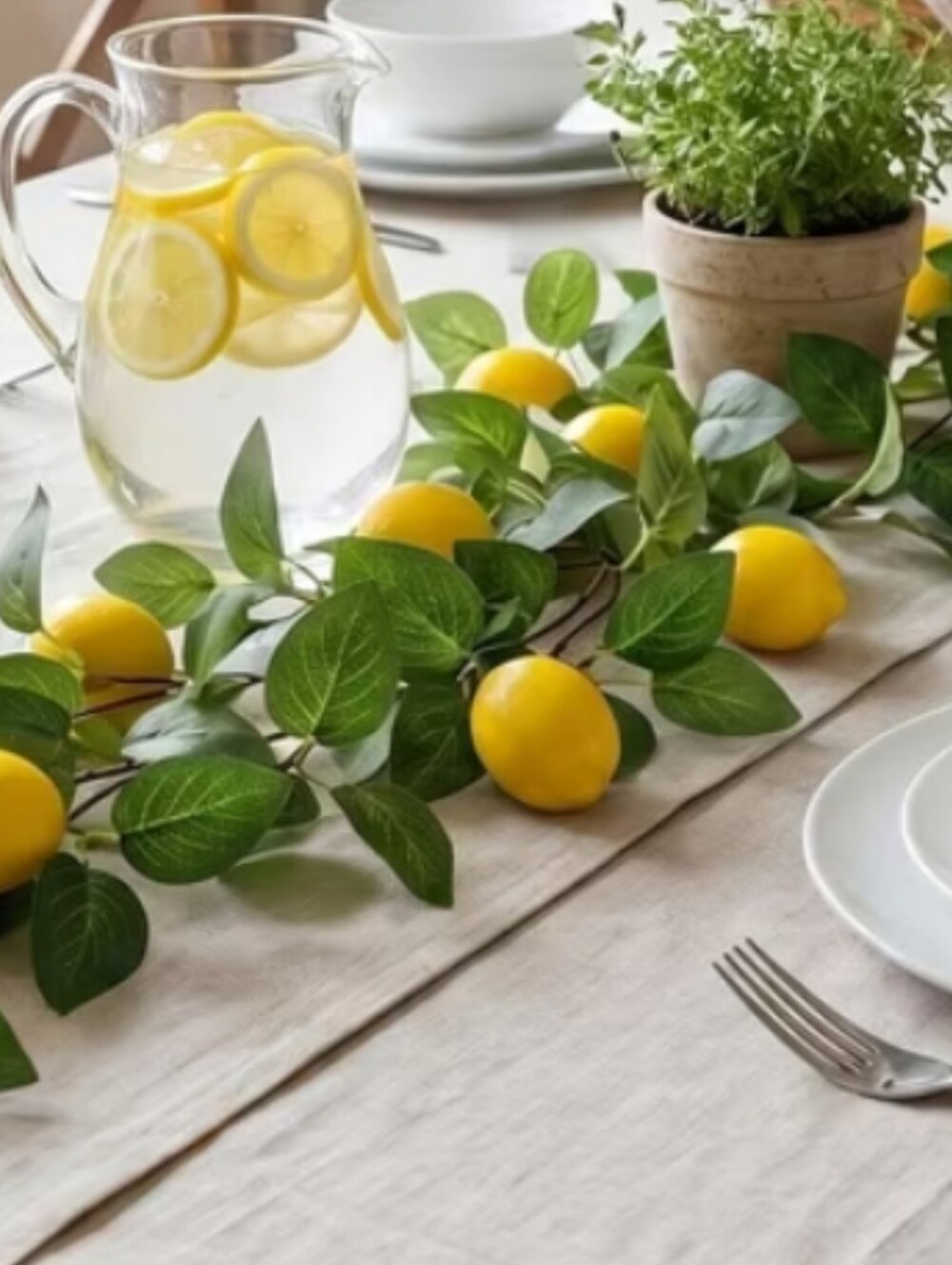Lemon Vine Table Runner Garland -3 Pieces  Yellow And Green